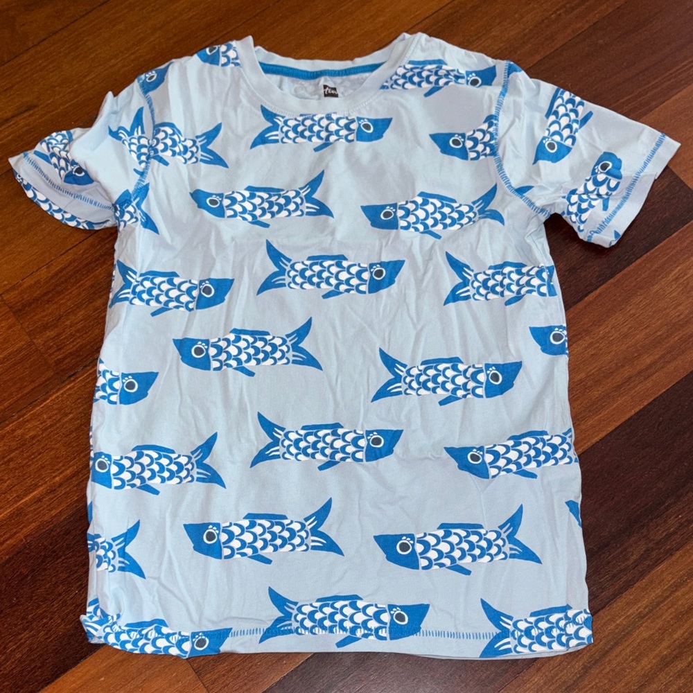Tea Collection Blue Fish Print Kids Tee